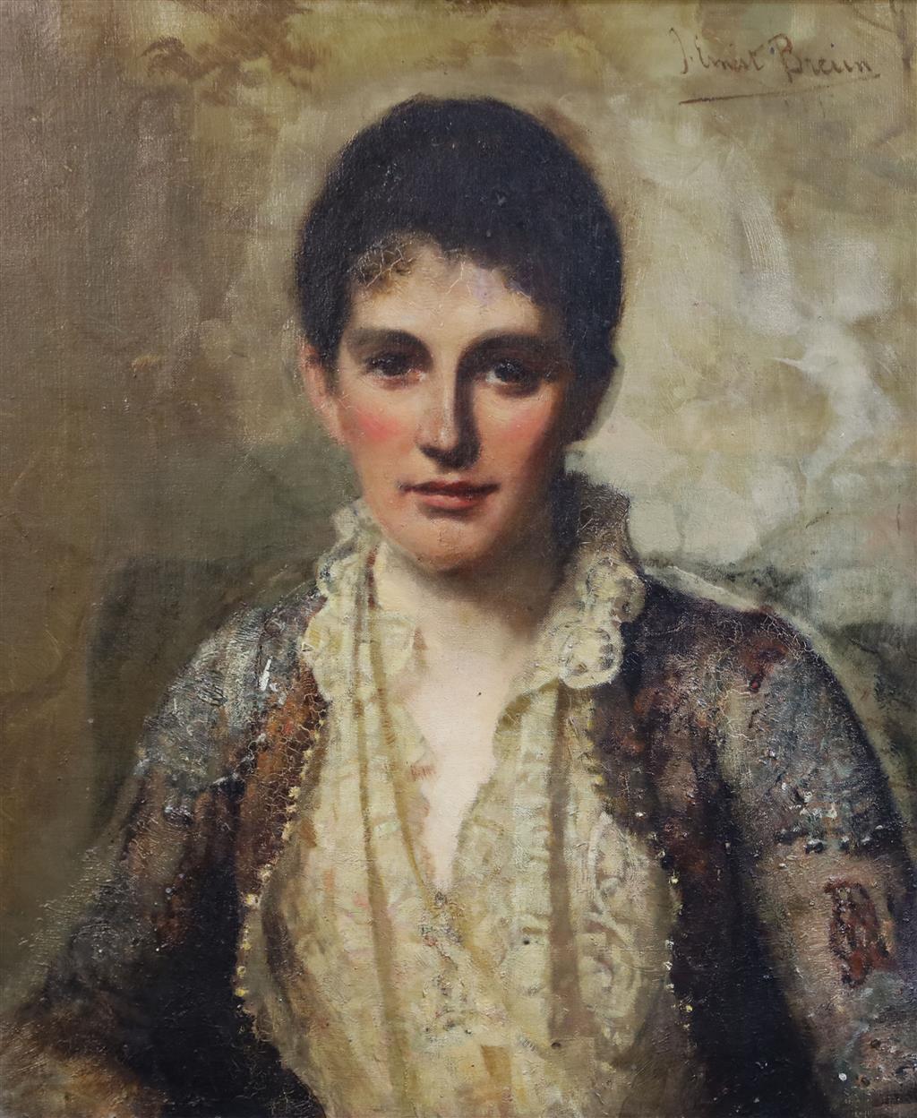 John Ernest Breun (1862-1921) Portrait of a young woman 23.5 x 19.5in.